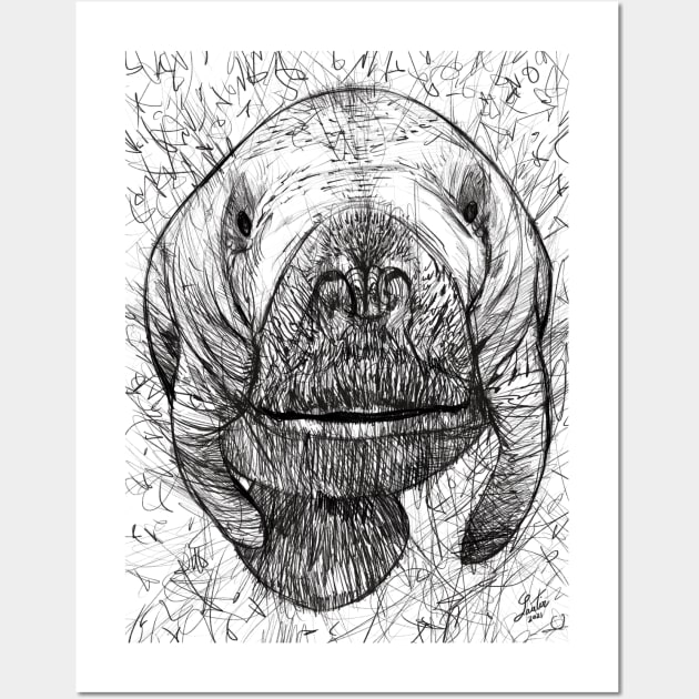 DUGONG pencil portrait .2 Wall Art by lautir